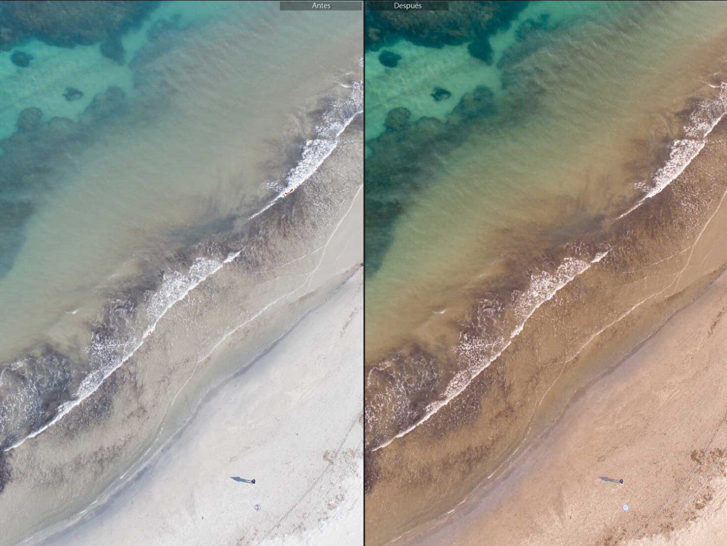 Revelado digital de una fotografía aérea con dron